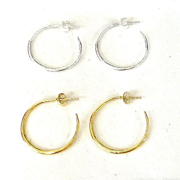 Sterling Or Gold Brushed Hoops