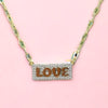 Pave Love ID Plate Necklace