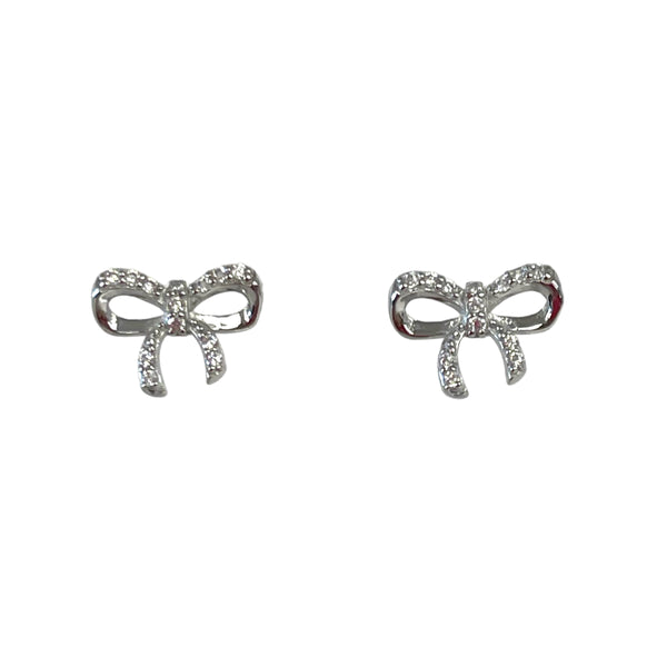 Sterling Silver CZ Bow Earrings