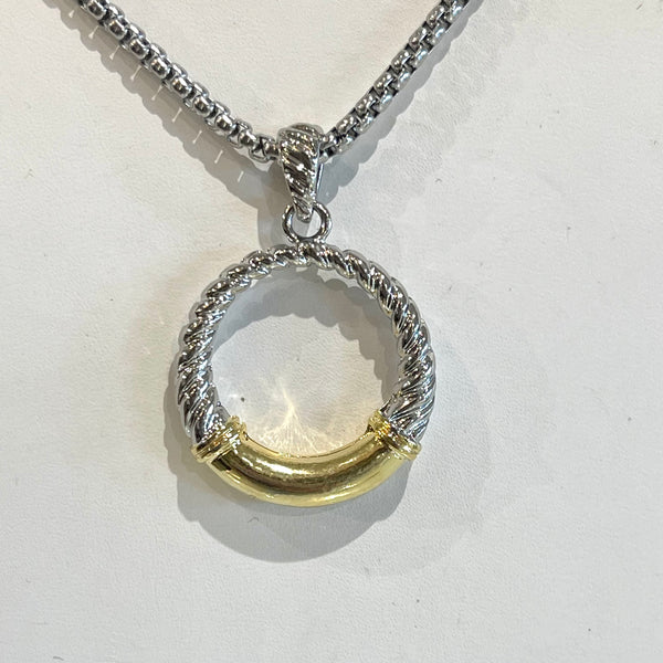 Gold And Silver Circle Pendant Necklace