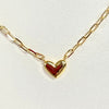 Mini Paper Clip Link With Puffy Heart Necklace