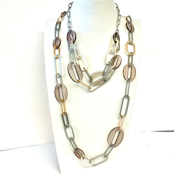 Short Or Long Metal & Acrylic Paperclip Necklace