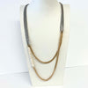 Two Tone Double Chain Necklace With Band Of Freshwater Pearls