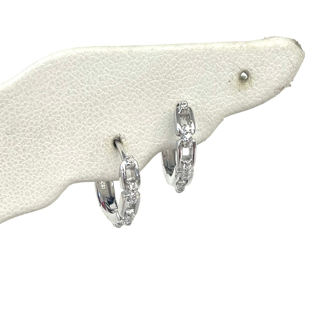 CZ Chain Link Huggie Earrings