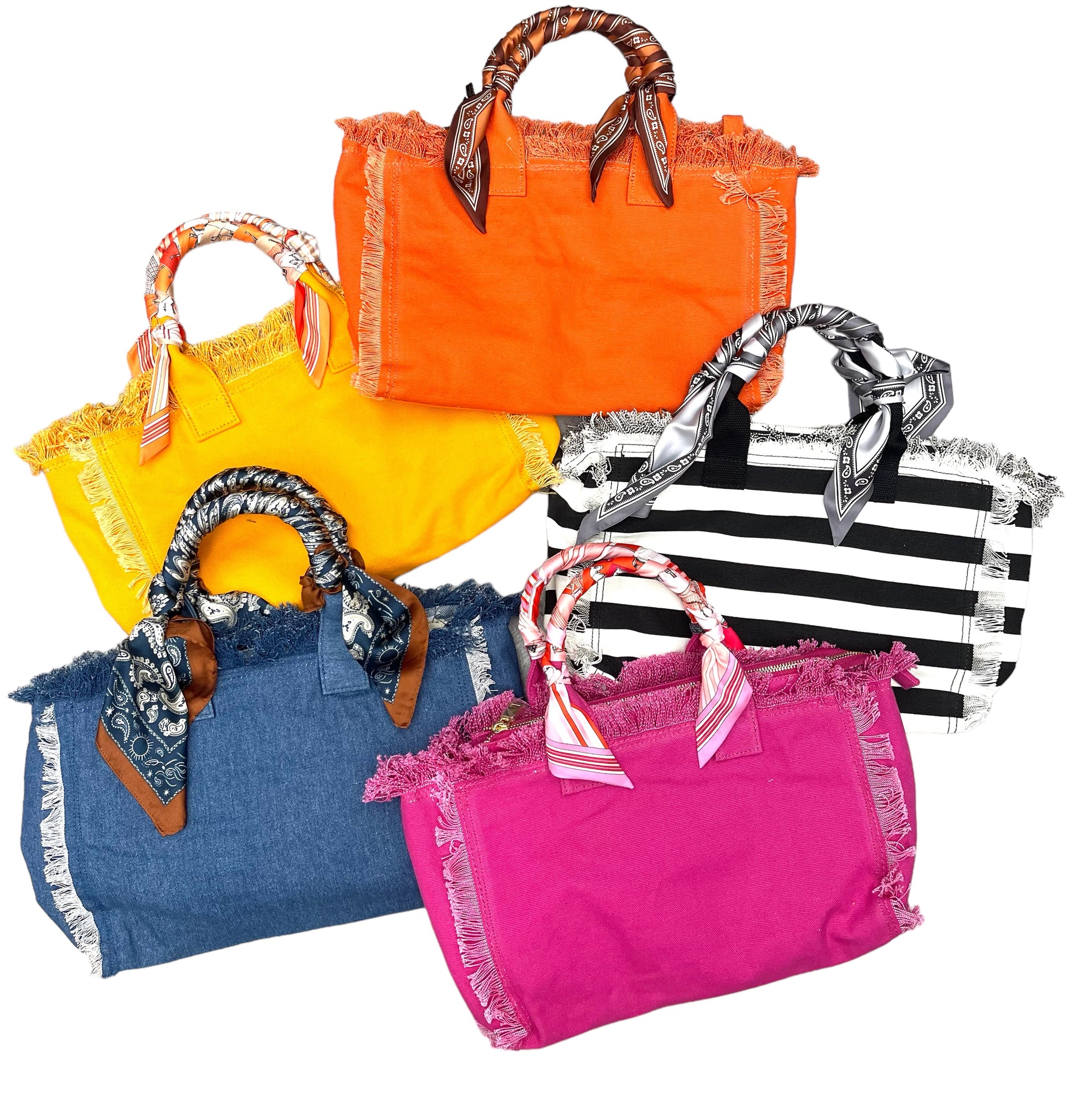 Canvas Fringe Bags With Scarf Handles Accessorize Me