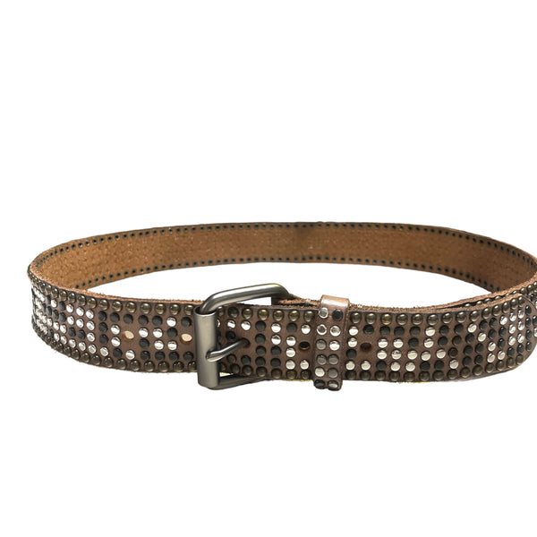 Tri-Color Studded Italian Leather Belt