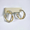 Two Tone Crossover Hoop Earring