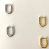 Sterling/14K Simple Mini Rectangle Hoop Earrings