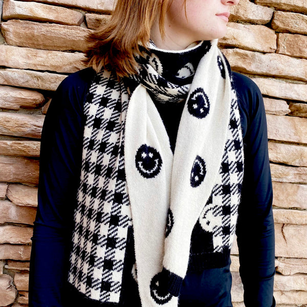 Smiley Check Reversible Scarf