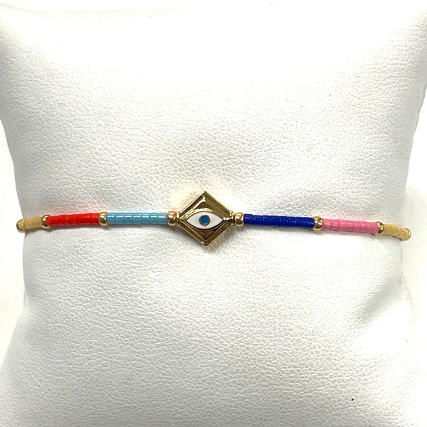 Multi Color Gold Evil Eye Silk Bracelet