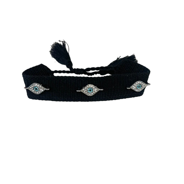 Black Evil Eye Adjustable Bracelet