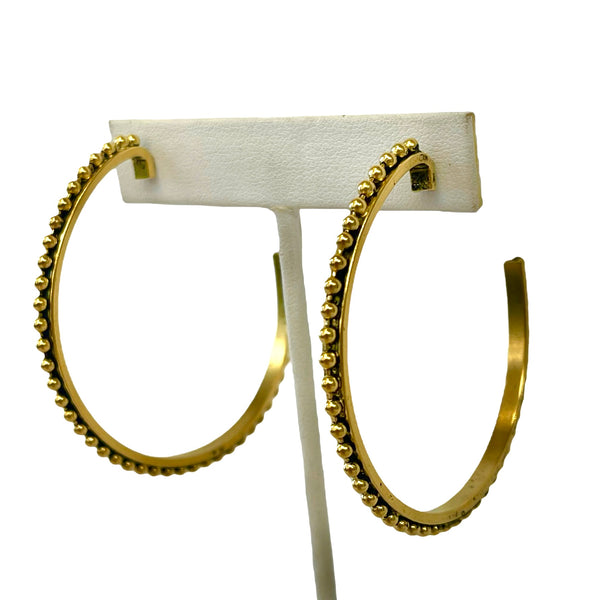 Large Gold Hoops With Beaded Design