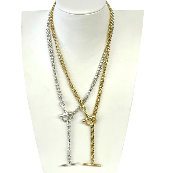 Classic Y Chain Necklace With Horse-Bit Toggle