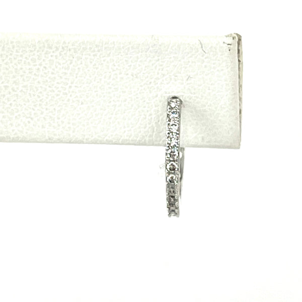 Silver CZ Huggie with Removable Pearl Accent