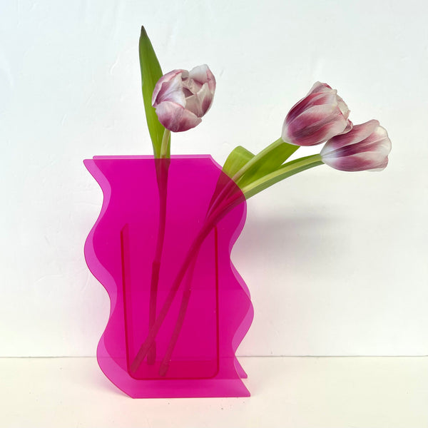 Hot Pink Acrylic Wave Vase