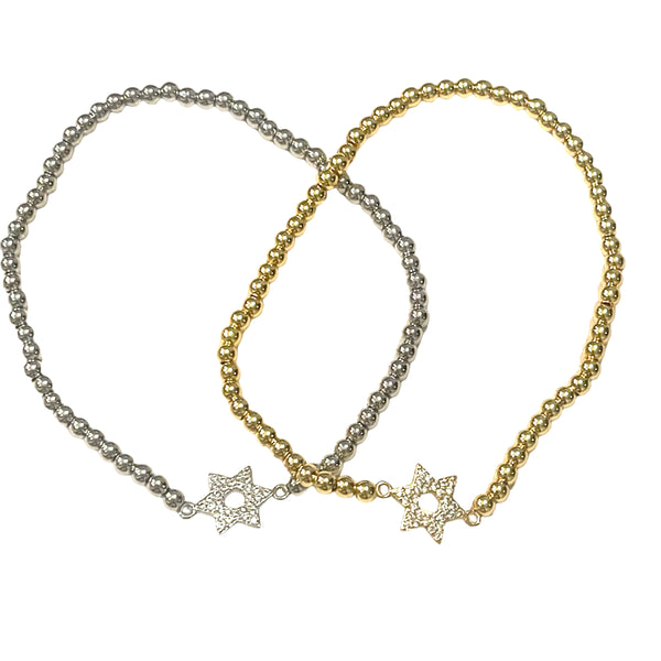 CZ Pave Star of David Stretch Bracelet