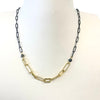 Two-Tone Multi Paperclip Chain And Labradorite Necklace