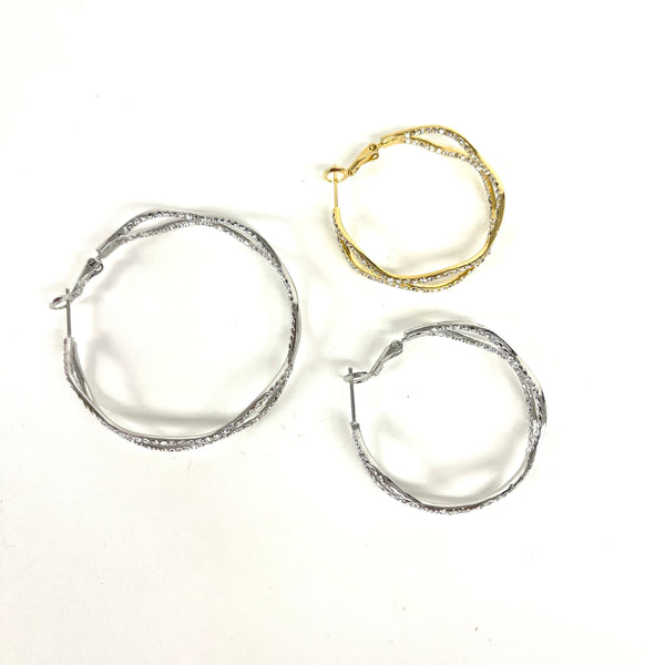 Sterling Hour Glass CZ Hoops