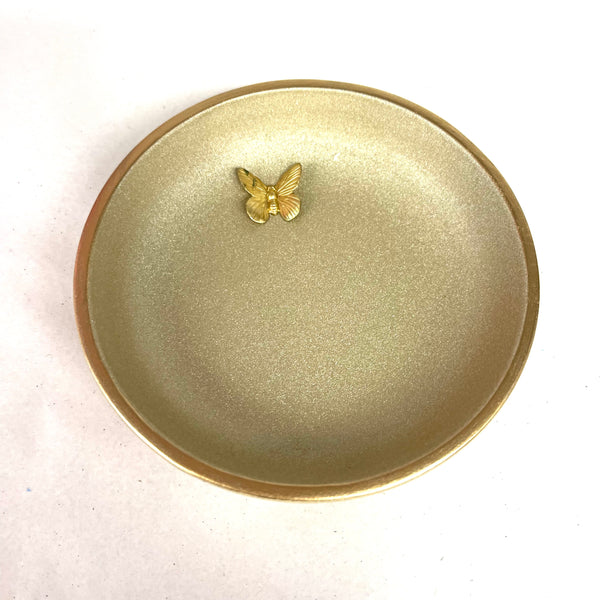Round or Rectangle Gold Accent Butterfly Dish