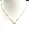 Wire Beaded Necklace With Enamel Butterfly Charm