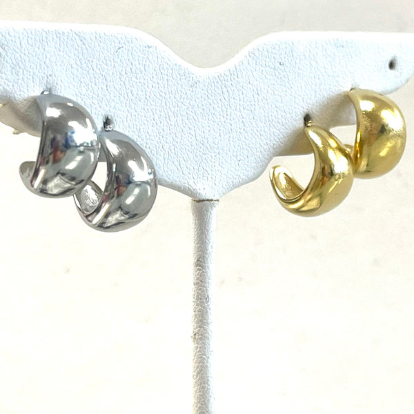 Cresent Shaped Gold or Silver Dipped Hoops