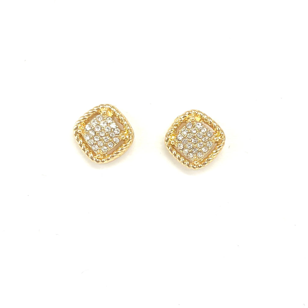 Gold Rope Earrings With Pave Center
