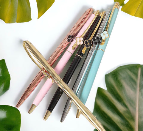 Clover Charm Twist Ballpoint Metal Pen