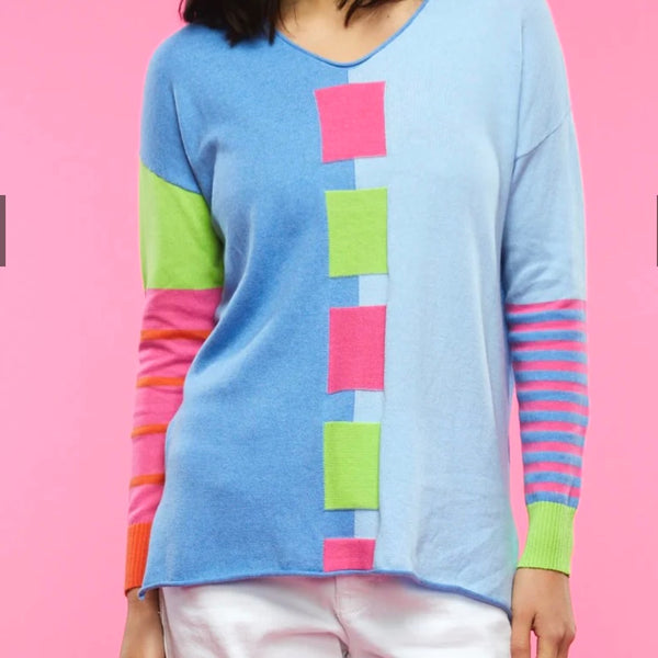 Chambray Block Sweater