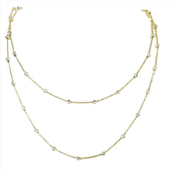 Gold Chain Necklace with Moon-Cut Beads