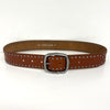 Leather Studded Belt With Oxidized Silver Buckle