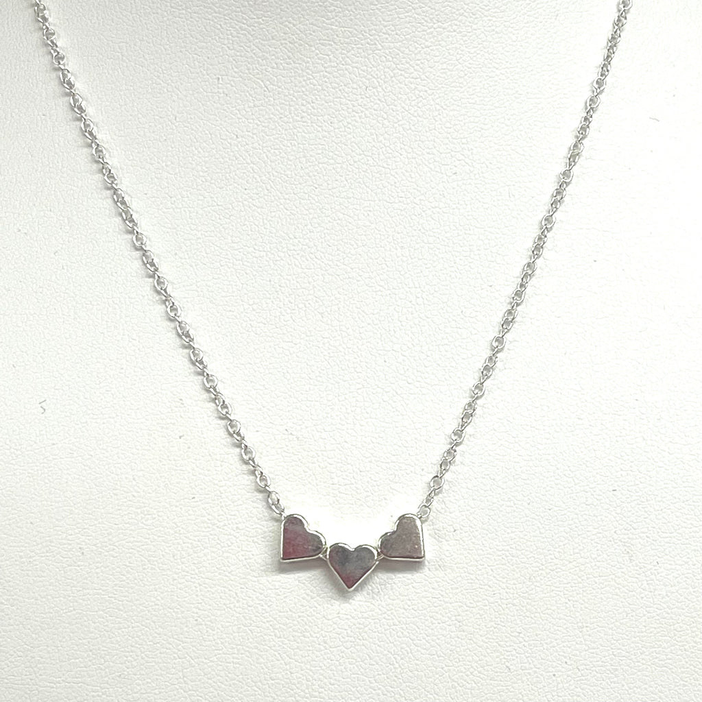 Three Hearts Silver Necklace
