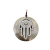 Brushed Silver Disc with Pave Crystal Hamsa