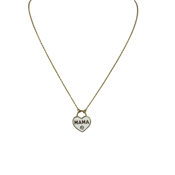 White Mama Heart Necklace