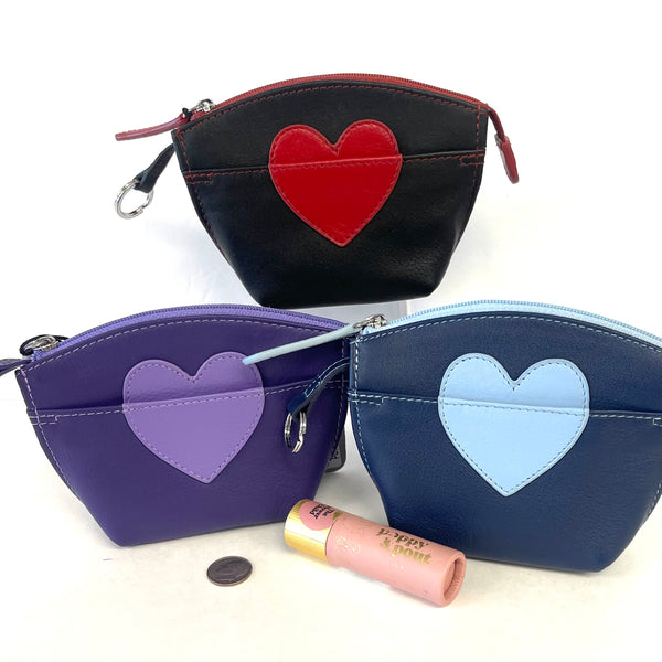 Leather Heart Keychain Coin/Makeup Pouch