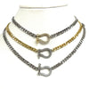 Pave Horse Bit Charm On Curb Chain Necklace