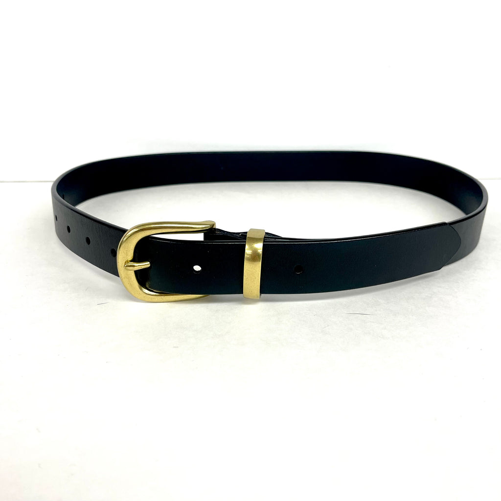 Leather & Goldtone Buckle Belt