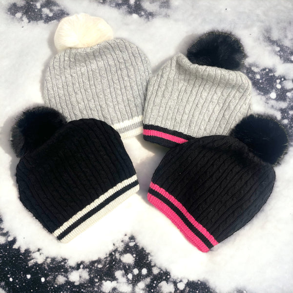 Cabin Cable Beanie With Removable Pom