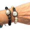 Pearl Or Black Beaded Stretch Bracelet