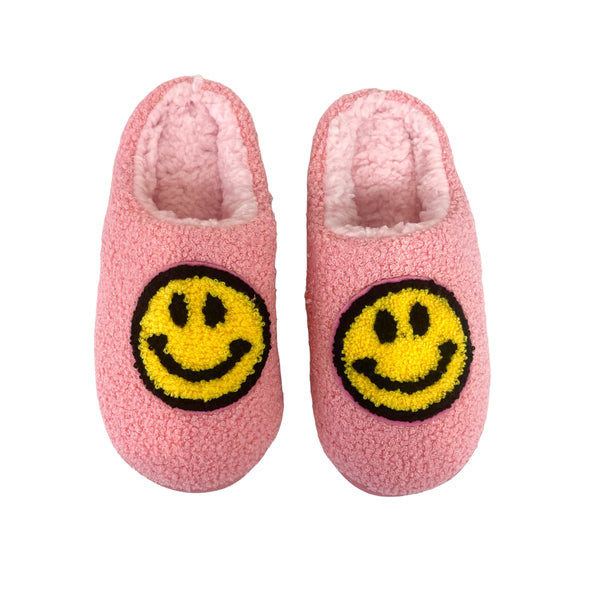 Kids Pink Smiley Slippers