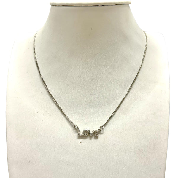 Block Letter CZ Love Necklace