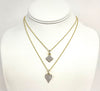 CZ Pave Heart Or Clover Charm Necklace