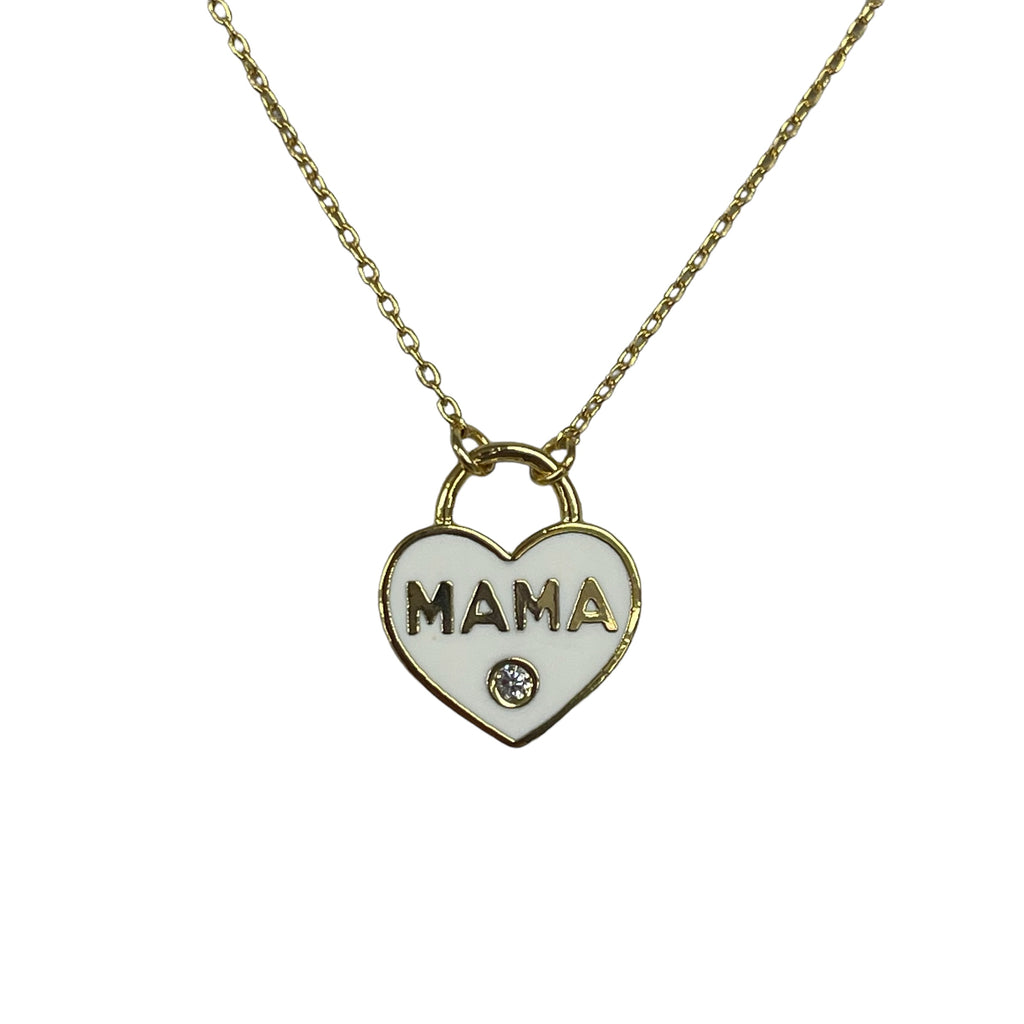 White Mama Heart Necklace