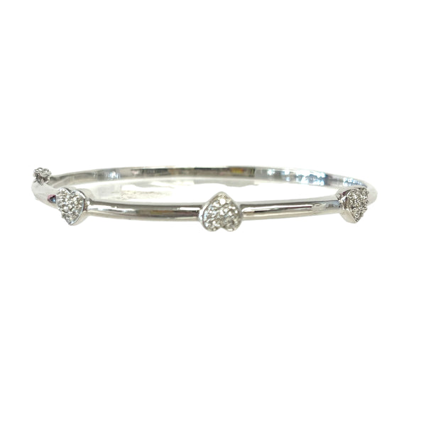 Sterling Silver CZ Heart Bangle
