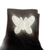 Shiny Crystal Butterfly And Heart Socks