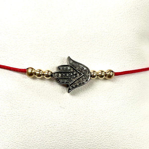 Diamond Hamsa Or Evil Eye Red String Bracelet