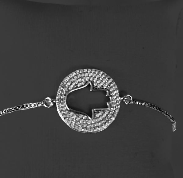 Silver Cut-Out CZ Hamsa Bracelet