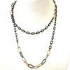 Mixed Metal Paperclip Necklace with Crystal Detail