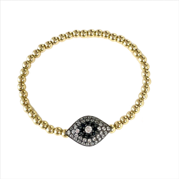 4MM Gold Cz Evil Eye Stretch Bracelet