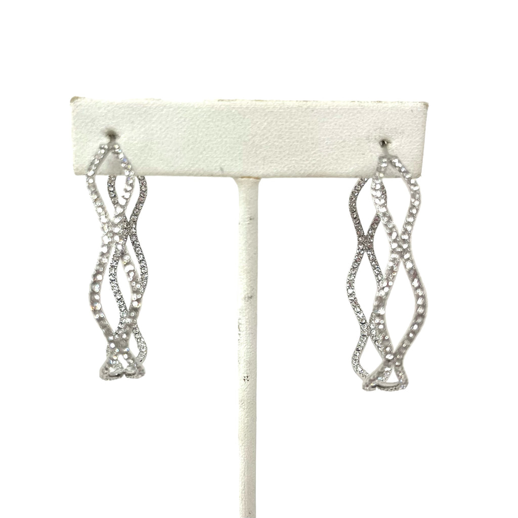 Sterling Hourglass CZ Hoops