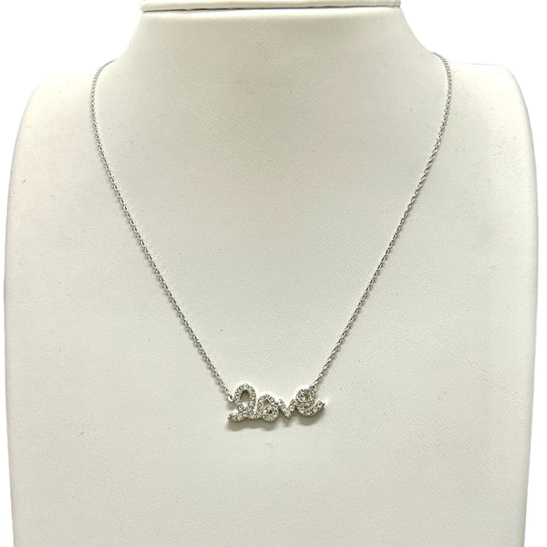 Cursive Love CZ Necklace